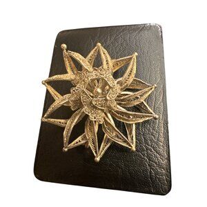 Vintage Silver Filigree Starburst Brooch Pin Jewelry
